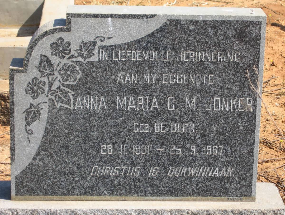 JONKER Anna Maria C.M. nee DE BEER 1891-1967