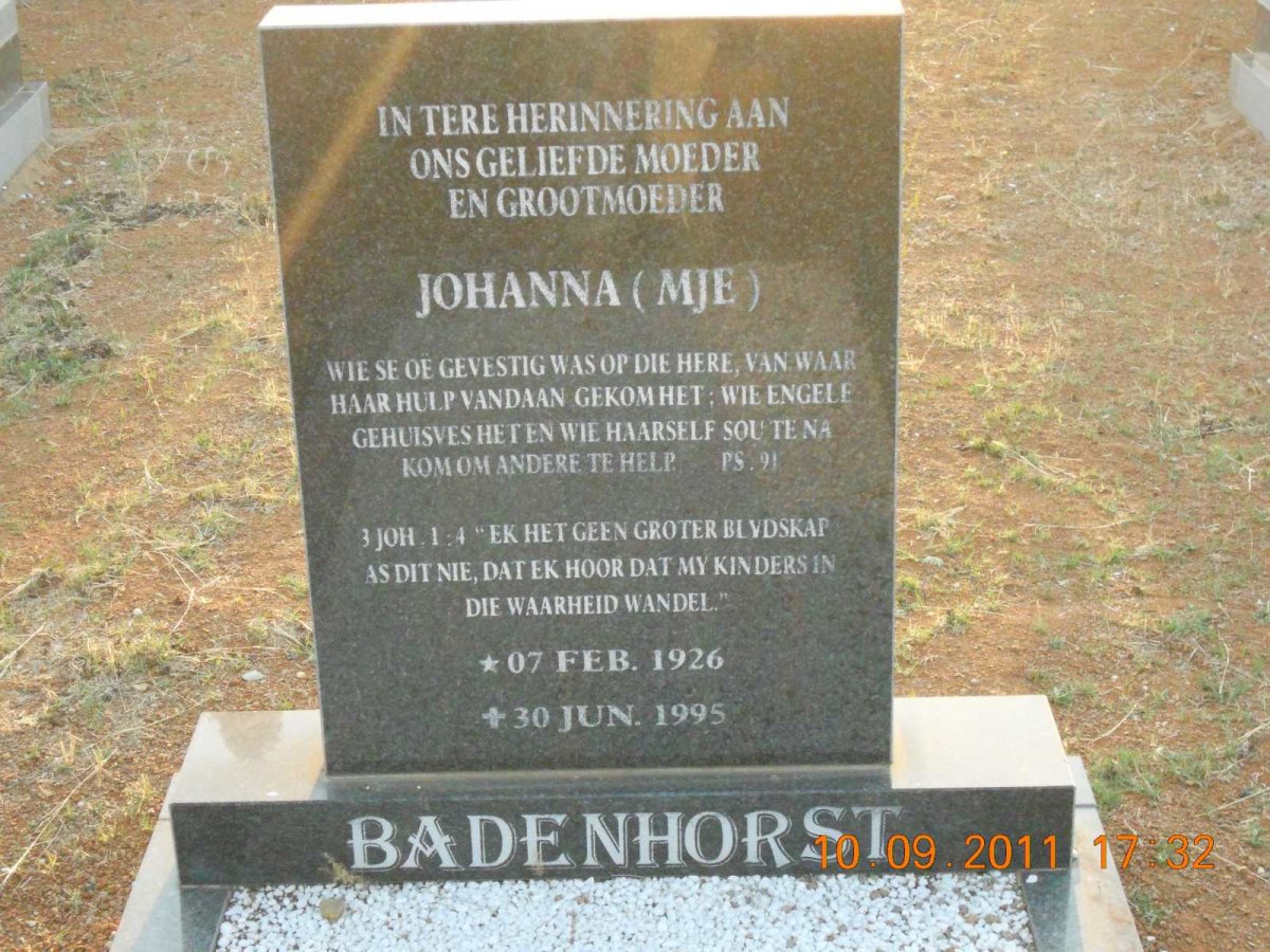 BADENHORST M.J.E. 1926-1995