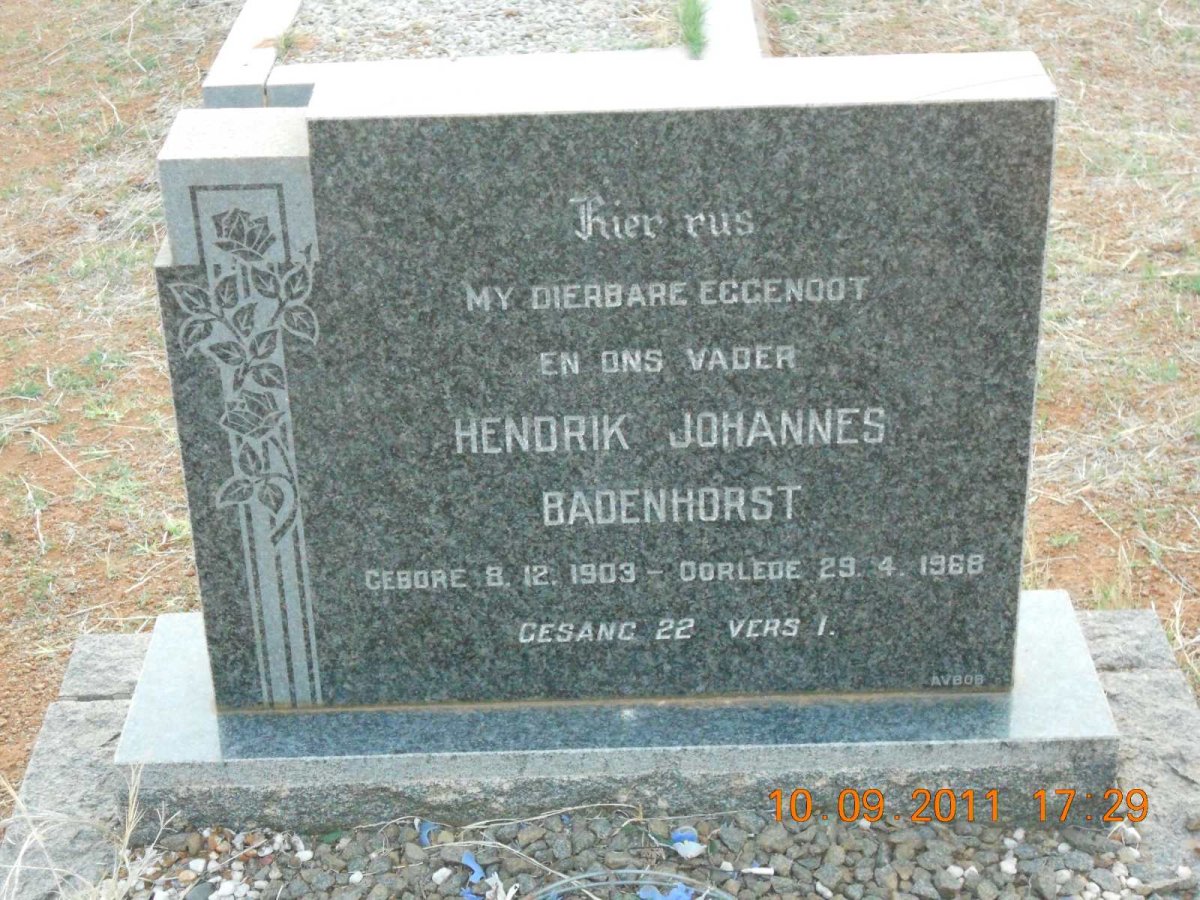 BADENHORST Hendrik Johannes 1903-1968