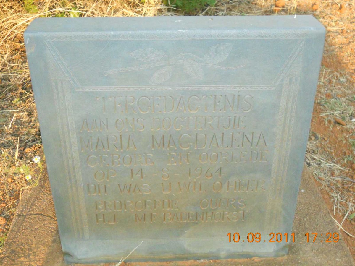 BADENHORST Maria Magdalena 1964-1964