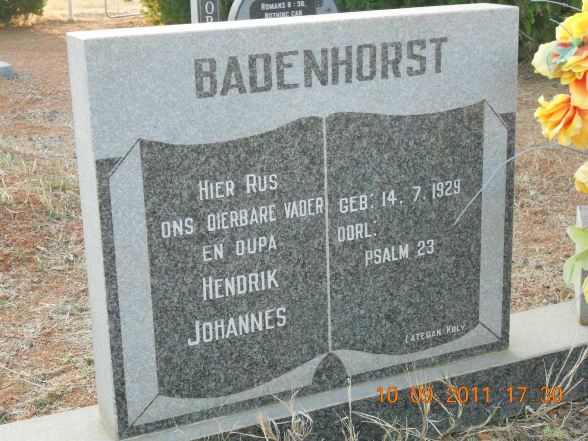 BADENHORST Hendrik Johannes 1929- &amp; Martha Sophia ROSSOUW 1942-1995