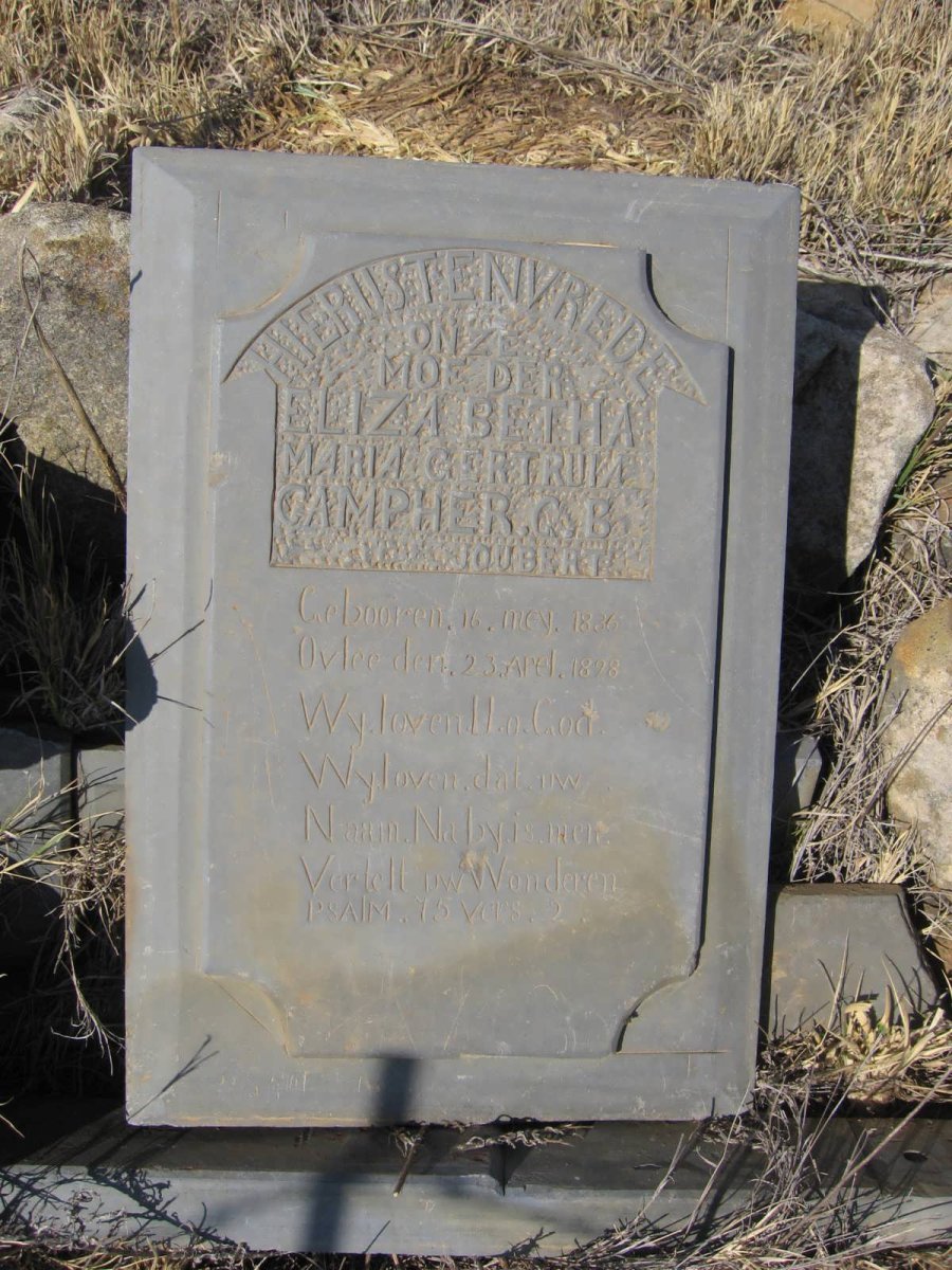 CAMPHER Eliza Betha Maria Gertruia nee JOUBERT 1836-1898