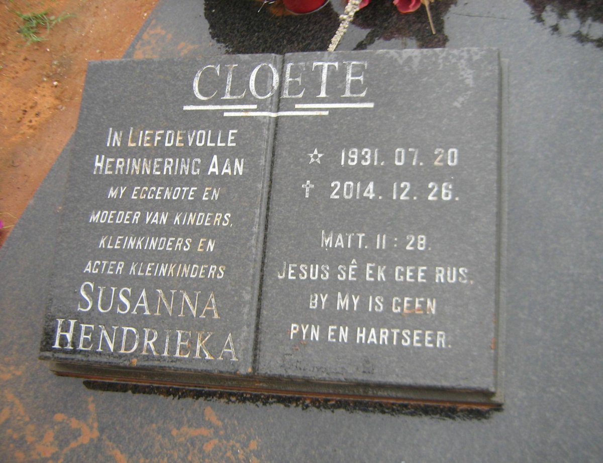 CLOETE Susanna Hendrieka 1931-2014