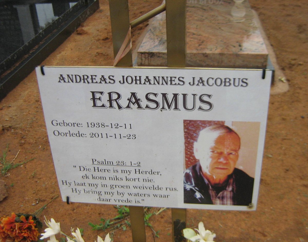 ERASMUS Andreas Johannes Jacobus 1938-2011