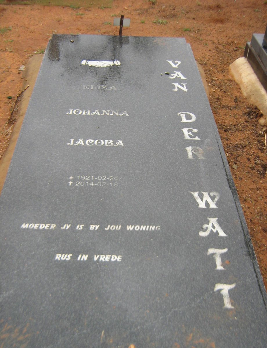 WATT Eliza Johanna Jacoba, van der 1921-2014