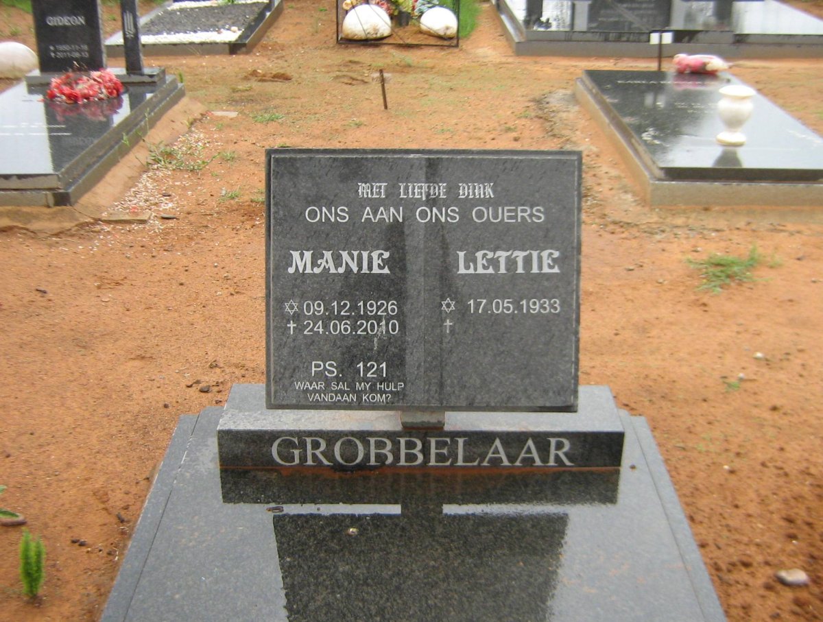 GROBBELAAR Manie 1926-2010 &amp; Lettie 1933-