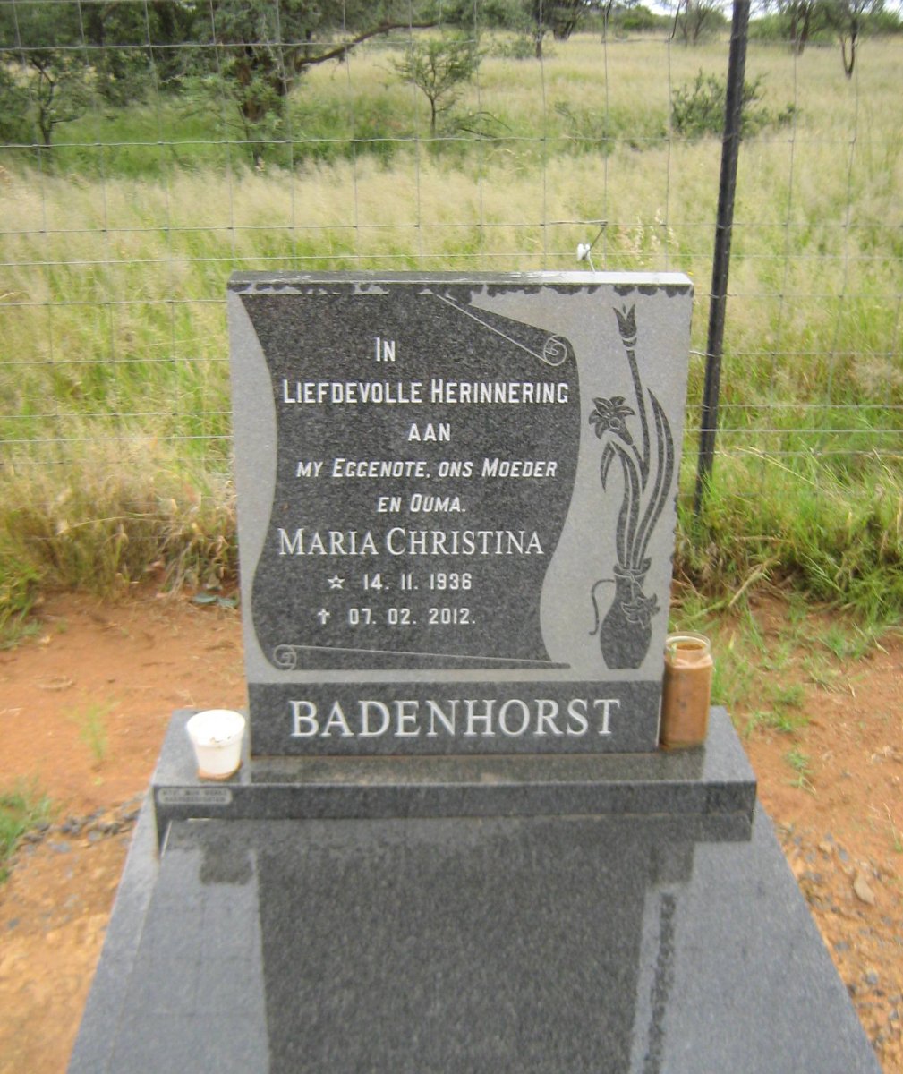 BADENHORST Maria Christina 1936-2012