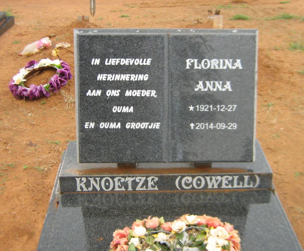 KNOETZE Florina Anna nee COWELL 1921-2014