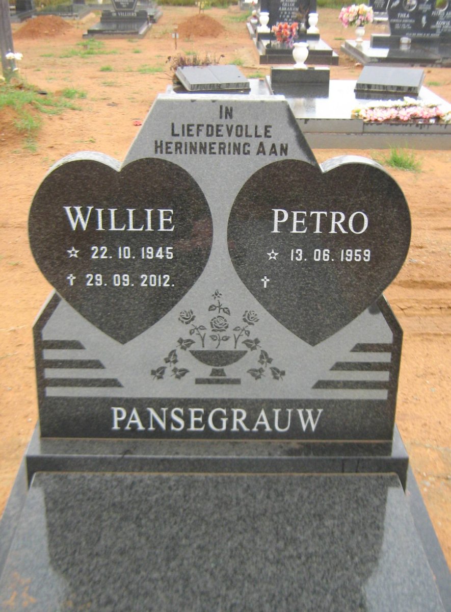 PANSEGRAUW Willie 1945-2012 &amp; Petro 1959-