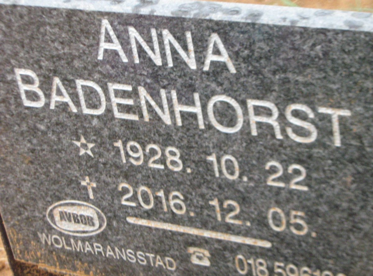 BADENHORST Anna 1928-2016