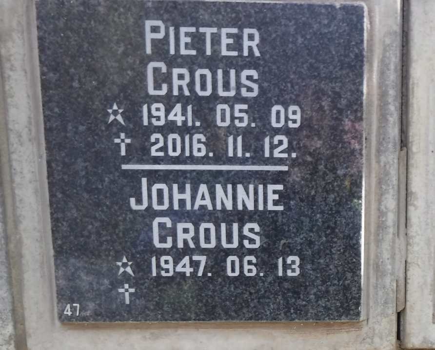 CROUS Pieter 1941-2016 &amp; Johannie 1947-