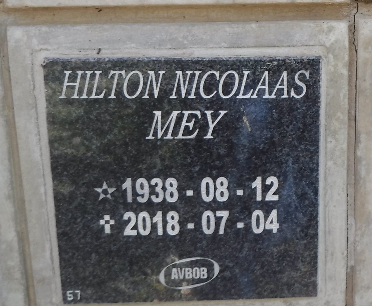 MEY Hilton Nicolaas 1938-2018