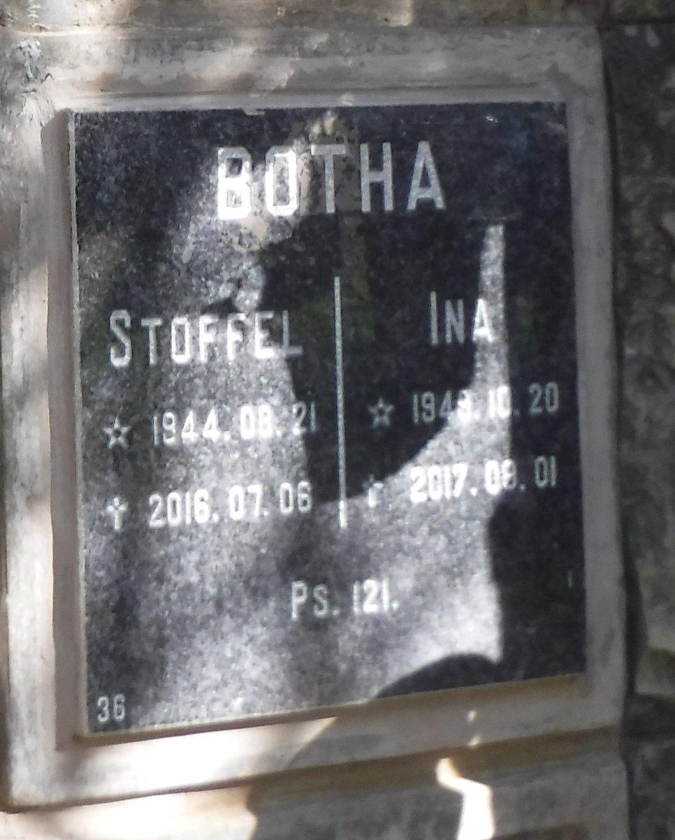 BOTHA Stoffel 1944-2016 &amp; Ina 1949-2017