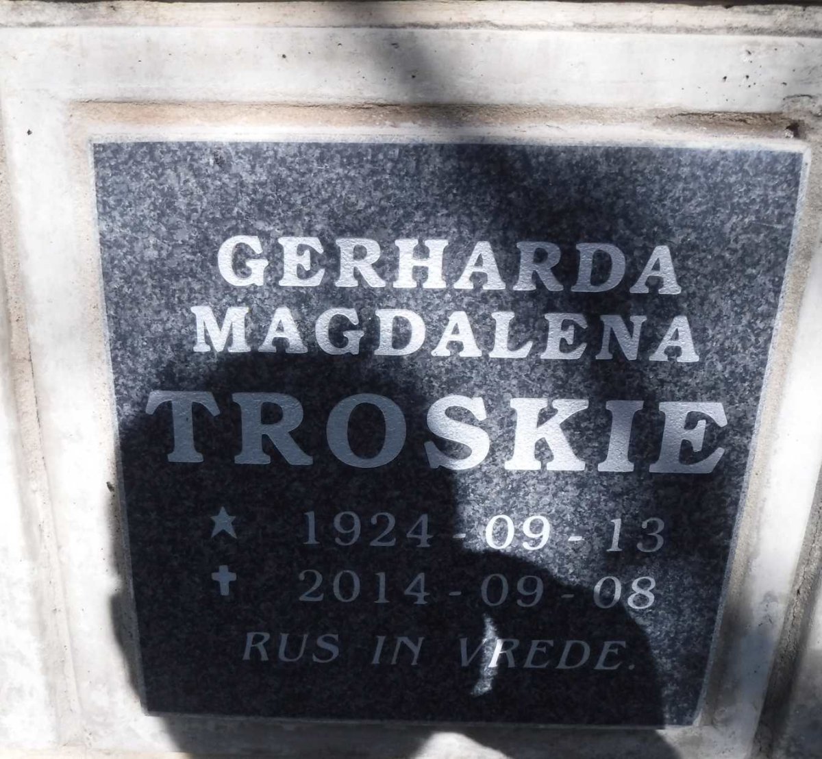 TROSKIE Gerharda Magdalena 1924-2014