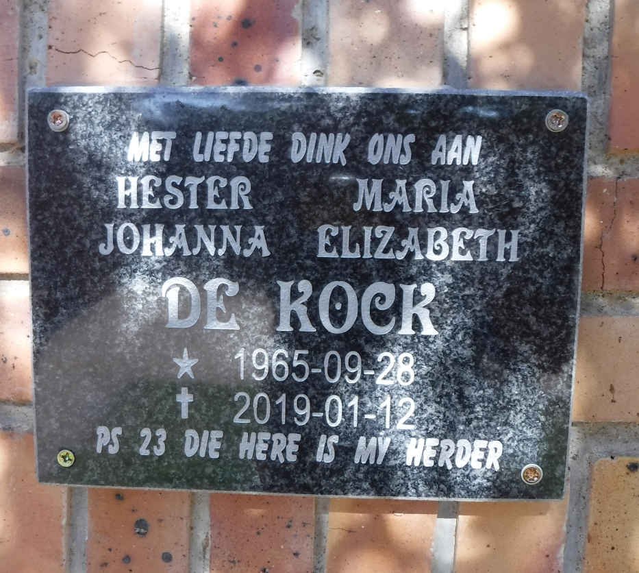 KOCK Hester Maria Johanna Elizabeth, de 1965-2019