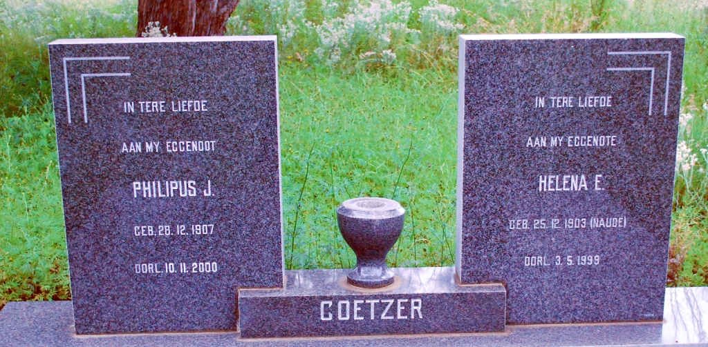 COETZER Philipus J. 1907-2000 &amp; Helena E. NAUDE 1903-1999