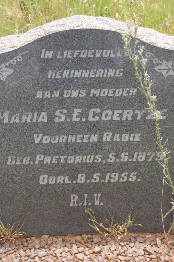 COERTZE Maria S.E. nee PRETORIUS 1879-1955