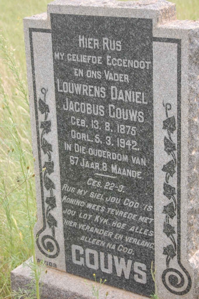 GOUWS Louwrens Daniel Jacobus 1875-1942