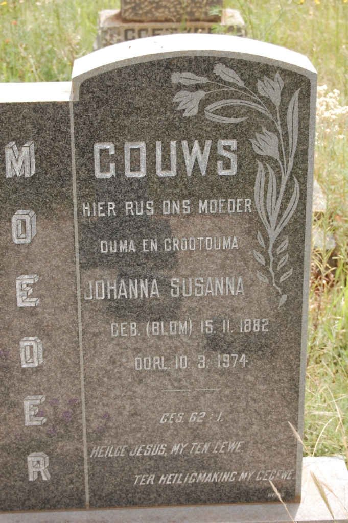 GOUWS Johanna Susanna nee BLOM 1882-1974