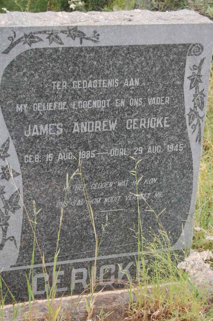 GERICKE James Andrew 1885-1945