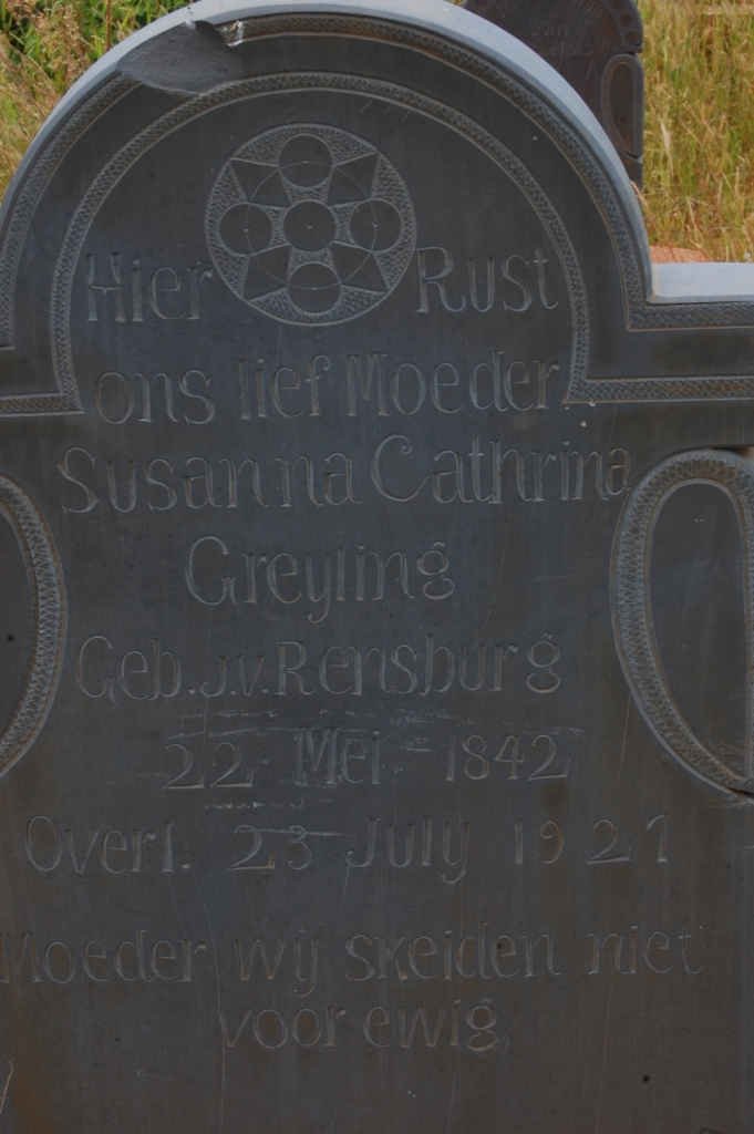 GREYLING Susanna Catharina nee J.v. RENSBURG 1842-1921