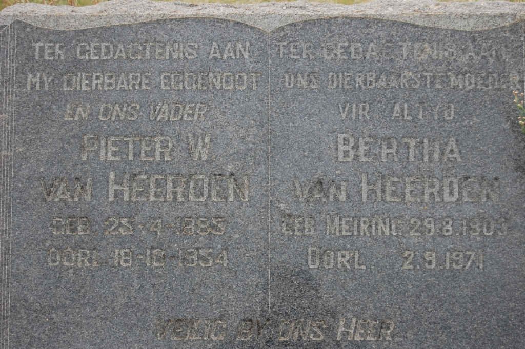 HEERDEN Pieter W. van 1885-1954 &amp; Bertha MEIRING 1903-1971