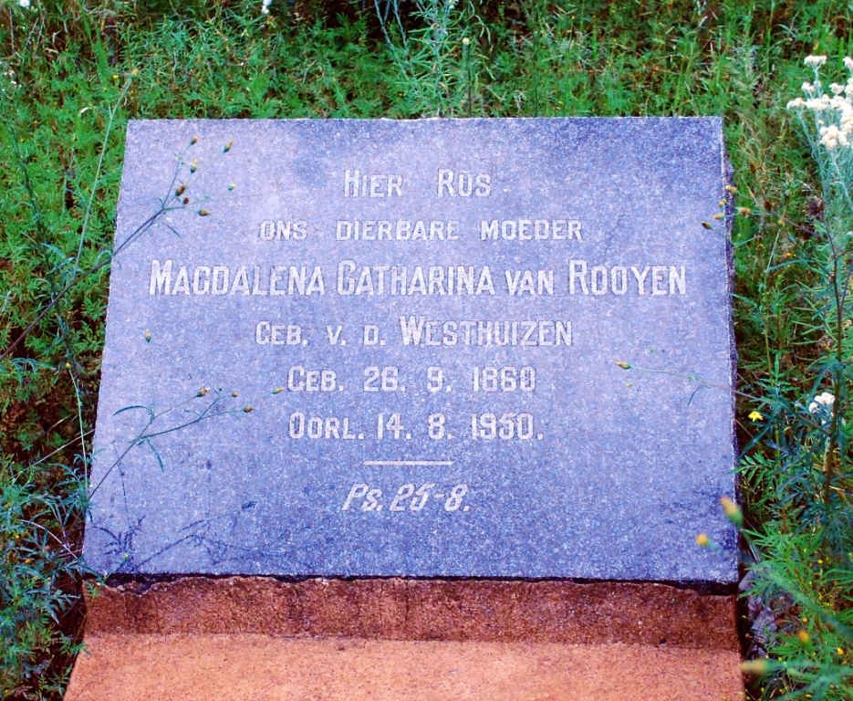 ROOYEN Magdalena Catharina, van nee V.D. WESTHUIZEN 1860-1950