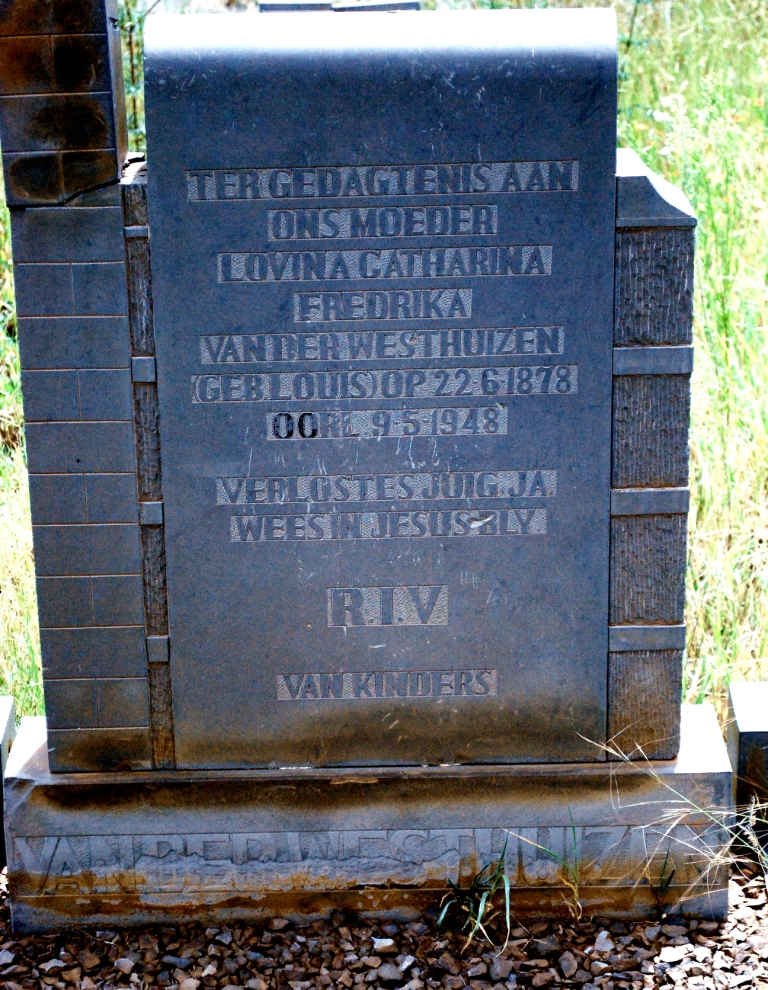 WESTHUIZEN Lovina Catharina Fredrika, van der 1878-1948