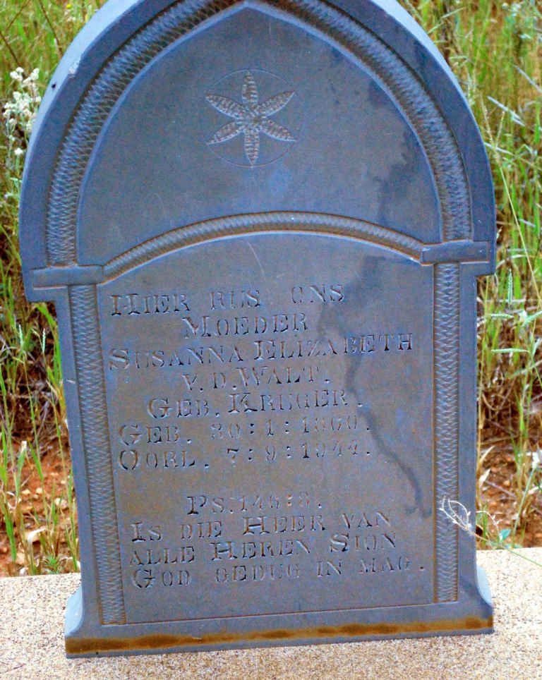 WALT Susanna Elizabeth, v.d. nee KRUGER 1860-1944