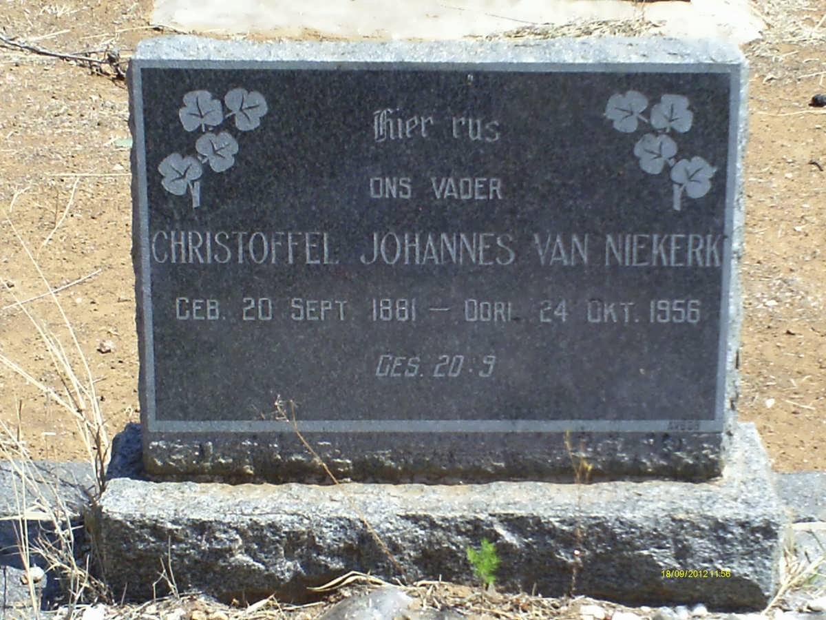 NIEKERK Christoffel Johannes, van 1881-1956