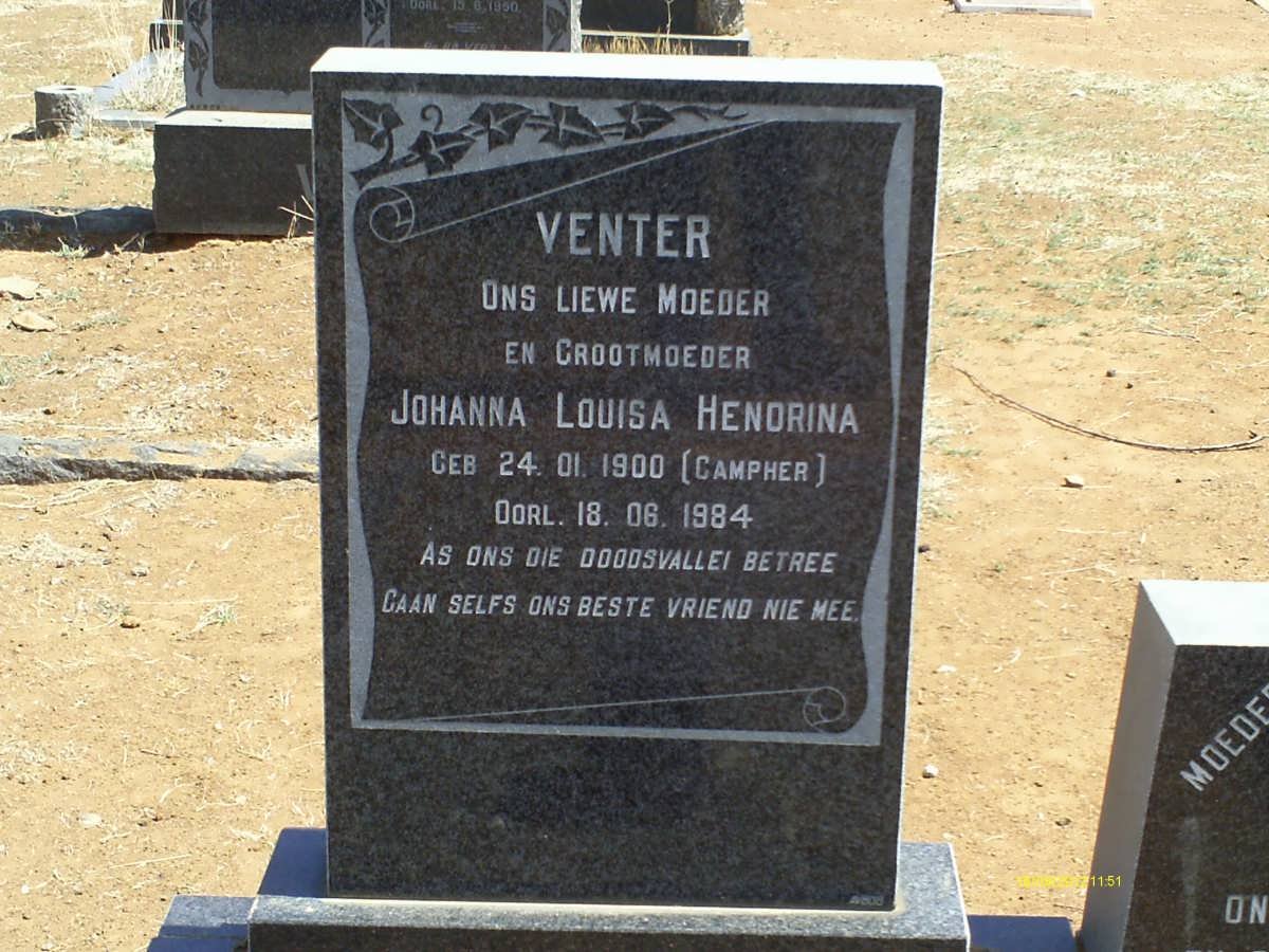 VENTER Johanna Louisa Hendrina nee CAMPHER 1900-1984