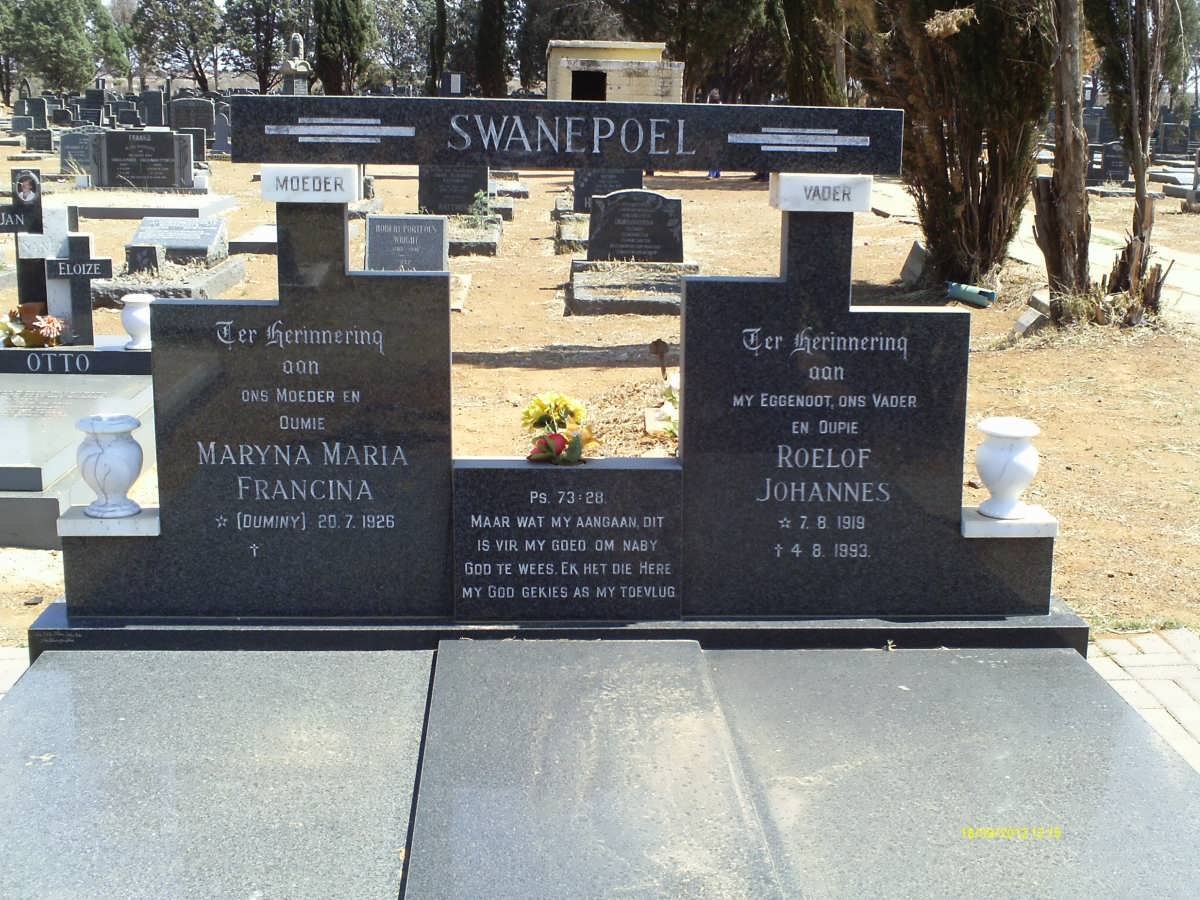 SWANEPOEL Roelof Johannes 1919-1993 &amp; Maryna Maria Francina DUMINY 1926-