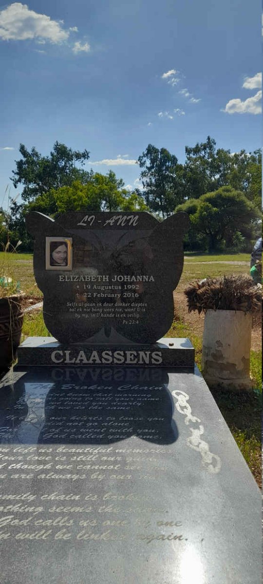 CLAASSENS Elizabeth Johanna 1992-2016