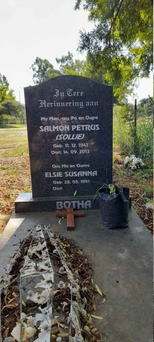 BOTHA Salmon Petrus 1941-2013 &amp; Elsie Susanna 1951-