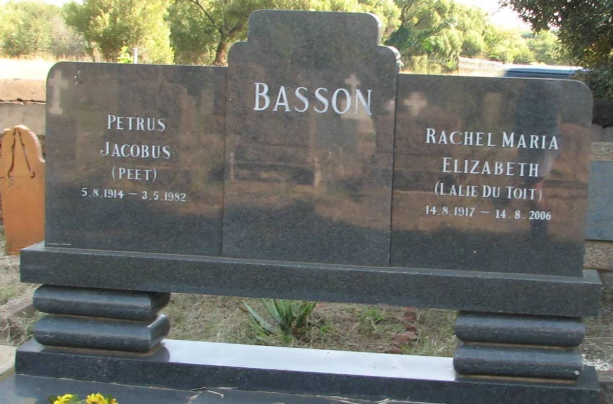 BASSON Petrus Jacobus 1914-1982 &amp; Rachel Maria Elizabeth DU TOIT 1917-2006 