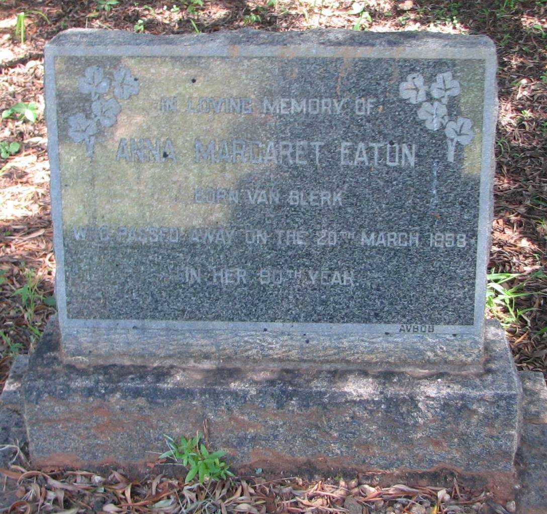 EATON Anna Margaret nee VAN BLERK -1958