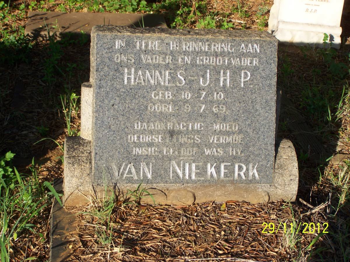 NIEKERK J.H.P., van 1910-1969
