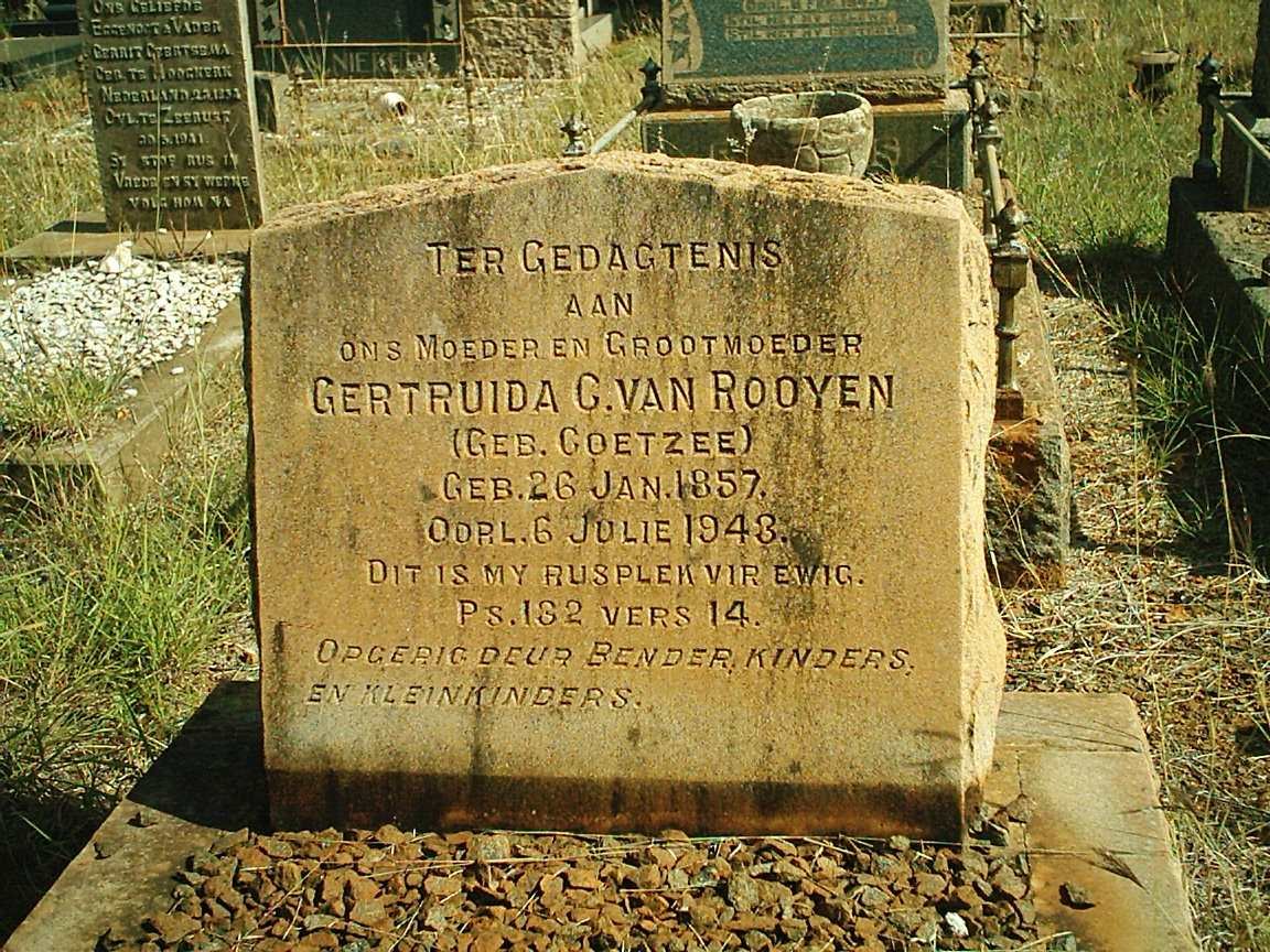 ROOYEN Gertruida C., van nee COETZEE 1857-1943