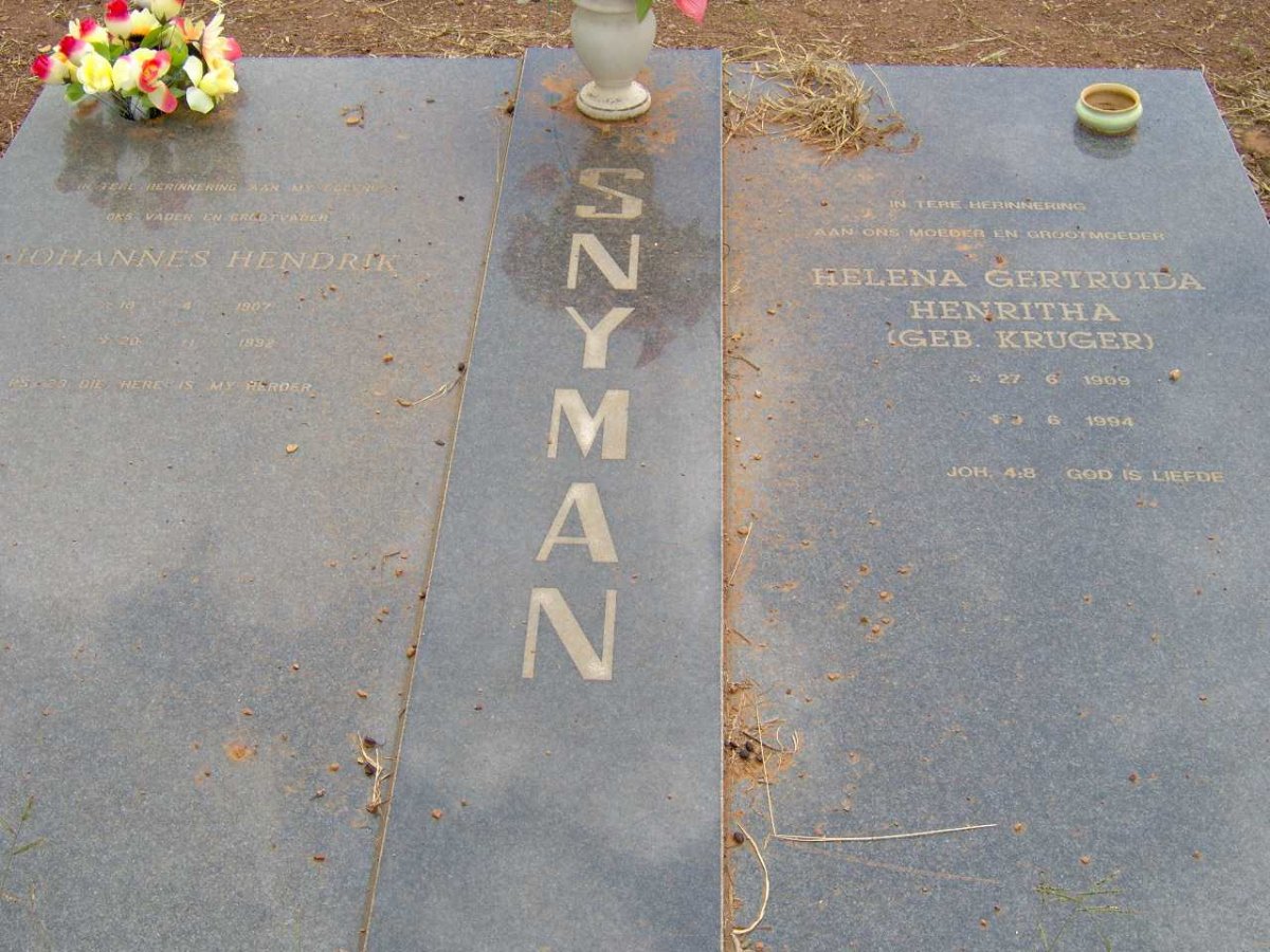SNYMAN Johannes Hendrik 1907-1992 &amp; Helena Gertruida Henritha KRUGER 1909-1994