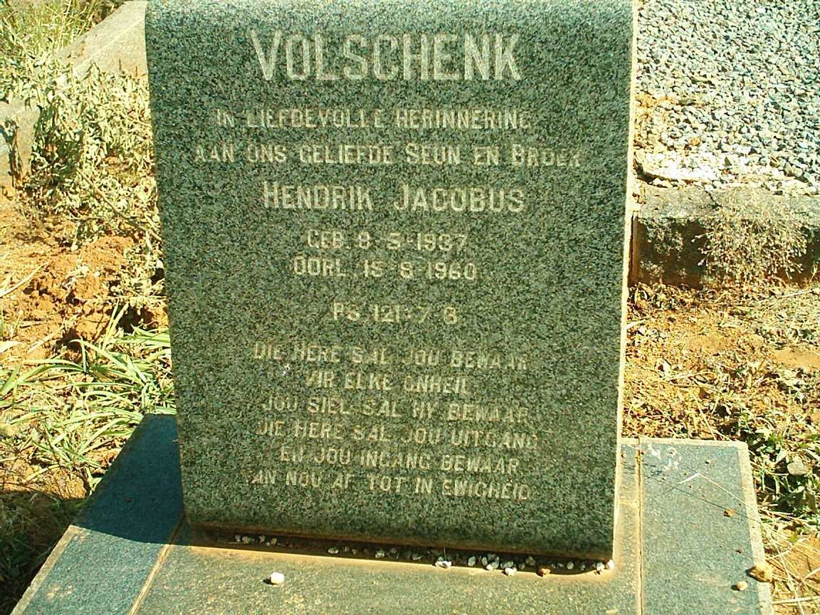VOLSCHENK Hendrik Jacobus 1937-1960