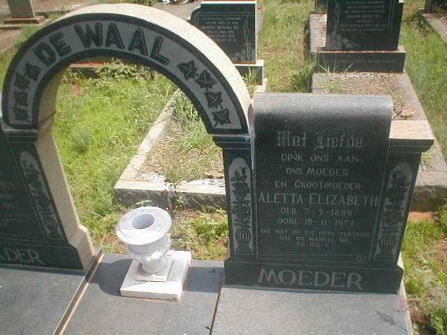 WAAL Aletta Elizabeth, de 1889-1973